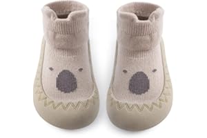 Exemaba Baby Sockenschuhe Rutschfeste Niedlicher Cartoon Weicher Stricken Babybodenschuhe Kleinkind Schuhe 1-Paar