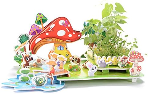 HAHAone Plantable Farm Puzzle with Soil and Seeds 3d Building jigsaw Puzzle 4 sheets 34 Pieces Paper Model Educational Toy Intelligent DIY Parent-Children Interaction Garden Kit Planting (Rural Scenery)