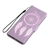 Galaxy S8 Plus Hülle, Galaxy S8 Plus Hülle Ledertasche Brieftasche im BookStyle, SainCat PU Leder Wallet Case Folio Prägung Schutzhülle Glitzer Campanula Muster Hülle Bumper Bling Strass Handytasche Skin Schale Soft Backcover Handy Tasche Flip Cover Buchstil Klapptasche in Lederoptik mit Standfunktion Karteneinschub und Magnetverschluß Etui Flip Case für Samsung Galaxy S8 Plus (Lila) - 3