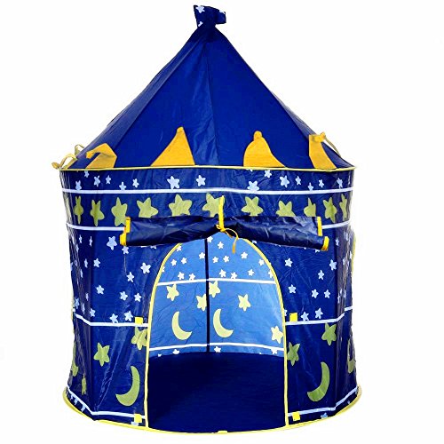 Tienda Campaña Infantil para Niños y Niñas Casa Castillo de Juego Plegable para Interior y Exterior (Azul)