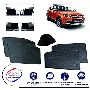 Auto Pearl Z Black Window Plug-in Half Sun Shades Car Curtain for - Maruti Suzuki Vitara Brezza-Set of 6 Pcs