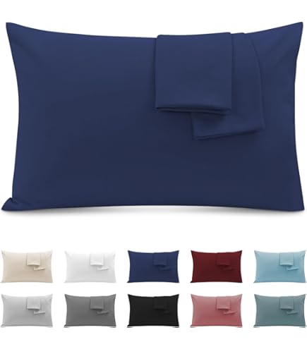 Housse De Coussin En Satin De Coton 100% Bio – Taille 70x90 Cm – Fermeture éclair Cachée – Douce Et Respirante – Couleur Noir Mat