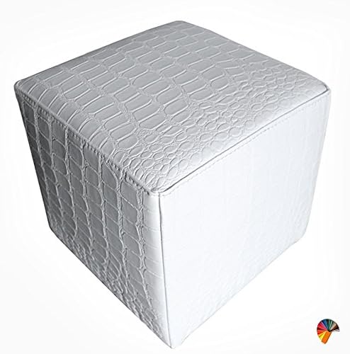 Arketicom Footstool Pouffe Seat Cube in Faux Leather - Water Repellent Fabric Coating - Crocodile Skin Effect for indoor and Outdoor - Color Brown cm 35x35x35 Italian Handmade