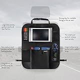 Flappi Duck Premium Rücksitz-Organizer für Kinder | Tablet-Tasche: 27.5cm | Geräumige Rücklehntasche für Reise-Utensilien und Spielzeug | Leicht abwaschbarer Rücklehnenschutz | Rücksitztasche fürs Auto (Schwarz) - 2