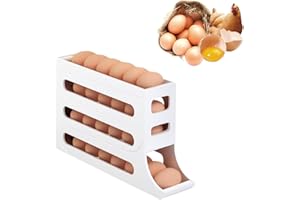 TAECHALINGO Soporte para Huevos,Hueveras para Frigorifico,Dispensador de Huevos,Estante de Huevos,Organizador Automático de Huevos,Egg Dispenser,Organizador Huevos Nevera (Blanco)