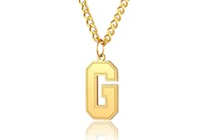 ChainsPro Inspiration Baseball Number/Initial Pendant with 22'' Curb Chain for Men Women Boy,Can Custom Photo,Silver/Gold/Black (with Gift Box)
