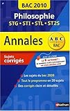 Image de Philosophie STG-STI-STL-ST2S : Annales 2010