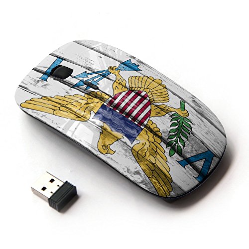 examen FJCases United States Virgin Islands Territories Drapeau à motif en bois Souris Optique Sans-fil de 2.4 GHZ avec Design Ergonomique