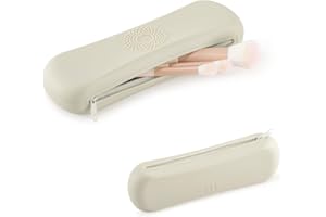 OutSpry Make Up Pinselhalter Silikon, Reißverschluss Reise Make Up Pinsel Aufbewahrung (Ohne Schminkpinsel) Portable Atmungsaktiv Kosmetiktasche Make Up Organizer, Grau-Weiß