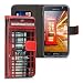 Produktbild kwmobile Wallet Case Kunstlederhülle für > Samsung Galaxy J5 (Version 2016) DUOS < - Cover Flip Tasche in London Telefon Design mit Kartenfach und Ständerfunktion in Rot Schwarz Weiß
