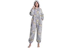 chuangminghangqi Pyjama Barboteuse Combinaison Animal Adulte Unisexe Costume Onesie Sleepwear Jumpsuit Vêtement Nuit Capuche Grenouillère Loungewear Chaud Douce Party Fête Soirée