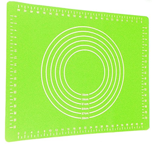 Profi Set Ausrollstab 50 cm + 22 cm + 62x42cm GRÜN Silikon Rollmatte STAR-LINE® Mit Anti-Haft beschichtet und erleichtert das saubere Arbeiten – Fondant-Rolle-Matte Teigrolle Backmatte Tortendeko Rollstab - 2