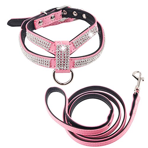 Preisvergleich Produktbild Dogs Kingdom Full Strass Kristall PET Hundegeschirr Leine Set individuelle Strass Puppy Kleiner Hund Chihuahua Hundegeschirr Leine 2