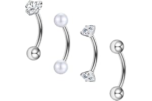 Besyvvin Ögonbryn Rook Piercing Daith Helix Böjd Bar 8 mm Rostfritt Stål Bananpiercing Ögonbryn Piercing Silver och Svart