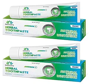 Jagat Devsutra Dr. Recommended Ayurvedic HERBAL Fresh Mint Flavour Toothpaste Combo Pack Offer - 100% Natural Teeth Whitening Formula, No Fluoride & No Artificial Colours - Pack of 2 (100g X 2)