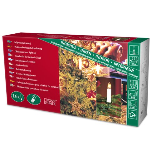 Konstsmide 2010-000 Baumkette mit Topbirnen / für Innen (IP20) / 230V Innen / teilbarer Stecker / 16 klare Birnen / grünes Kabel