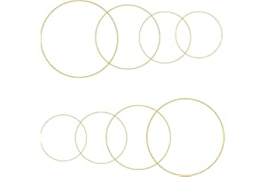 AIRFUL 8 Stück 4 Größen Metall Ringe zum Basteln Gold, 2 x 8cm, 20cm, 25cm, 30cm Metallringe Traumfänger Makramee Hoops, Mobile Floristik Deko für Blumenkreise, DIY Dekoration