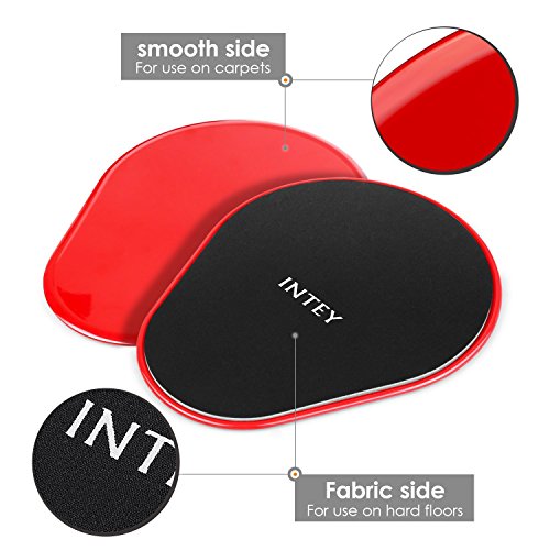 INTEY Gleitscheiben Sport Core Sliders inkl. Tragetasche mit Verschiedenen Oberflächen für Vielzahl Übungen zuhause und unterwegs, Schwarz/Rot (2 Paar) - 3
