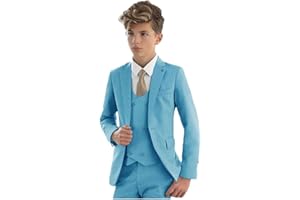 BOTONG Costume formel 3 pièces pour garçons - Veste à revers en pointe - Pantalon - Costume de fête pour garçons - Costume de mariage pour enfants