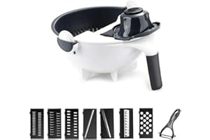 Gelentea - Affettatrice per Verdure e Verdure, Portatile, con cestello di Scarico Nero