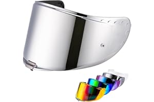 VCOROS Visiere Casque Moto pour FF327/Challenger,Visiere Casque Moto Plein Visage,Remplacement de Visière de Lentille de Casque de Bouclier de Vent de Moto(Argent chromé)