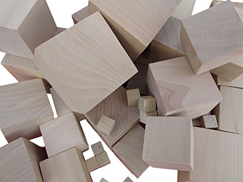 BrilliantBuys - 10 cubi in legno naturale, per fai da te, da 10 a 75 mm, Natural Wood, 50 mm