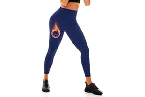 Leafigure Legging thermique pour femme, taille haute, opaque, noir, en polaire pour le sport, la gym, le yoga