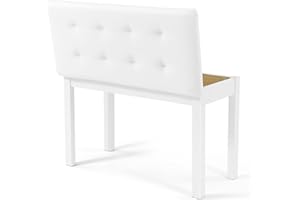 MUSTAR Piano Bench Piano Stool with Storage, 74cm Large Seat Solid Wooden Keyboard Bench, Soft Faux Leather Padded Seat for Vanity, Living Room, Bedroom (White)