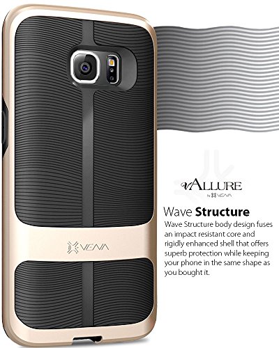 Samsung Galaxy S7 Edge Funda  Vena  vAllure  marco de parachoques  Prueba de choque  Guardia de las esquinas   Agarre fuerte h  brido de la cubierta  ultra delgada para Samsung Galaxy S7 Edge  Oro   Negro 