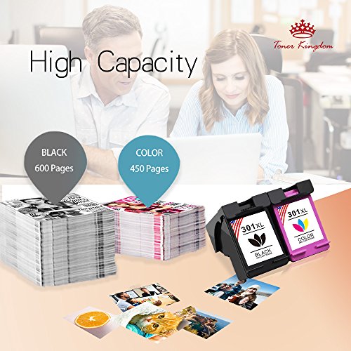 Toner Kingdom 2 Pack Compatibles HP 301XL 301 XL Cartucho de tinta para HP CH561EE CH562EE CH563EE CH564EE Deskjet 1000 1010 1050 1055 1510 1512 1514 2000 2050 2054a 2510 2514 2540 2542 2544 3000 3050 3052 3055 2620 2622 2624 4630 4632 4634 4636 Envy 4500 4502 4504 4505 4507 5530 5532 5534 5539 Impresora  1 Negro   1 Tricolor 