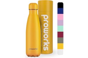 Proworks Bottiglia d'acqua isotermica senza BPA, borraccia in acciaio inox riutilizzabile per mantenere caldo 12 ore e freddo fino a 24 ore, per sport, palestra, viaggi, 350 ml, 500 ml, 750 ml, 1