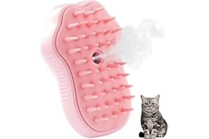 HUAYUEHONG 3 In 1 Steamy Cat Brush - Upgraded Multifunctional Cat Steamer Brush for Massage, Steam Pet Brush for Removing Tangled and Loose Hair（pink）