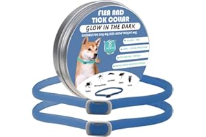BKEPDY Collares Antiparasitario para Perros Collar luminiscente Anti-Insectos para Perros Fórmula Natural Apto para Todos los Perros Tamaño Ajustable, Protección de 8 Meses,2 Paquete,65cm (Blue)