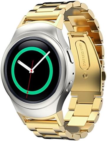AWStech Samsung Gear S2 Classic Strap Gold Solid Stainless Steel 20mm Watchband with Adapters for SM-R720/R730