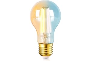 Aigostar Bombillas Alexa E27 Edison Bombillas Inteligentes 6W 806LM WIFI Bombilla Vintage A60 Bombillas Filamento Regulable 2700K-6500K, compatible con Alexa/Google Home, ámbar 1 Unidad