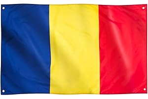 Runesol Bandiera Romania, 91x152cm, 3ft x 5ft, 4 Occhielli, Occhiello in Ogni Angolo, Bandiera Rumena, Steagul României, Interno, Esterno, Sinassi di San Giovanni Battista, Martisor