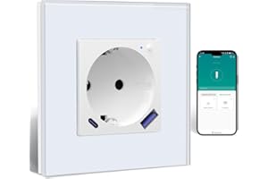 BSEED ZigBee Gniazdo USB C 20 W, szybka ładowarka z pomiarem zużycia, gniazdo Wi-Fi do zabudowy, do Alexa/Google Home, inteligentne gniazdko ścienne z pomiarem prądu 16 A, 1