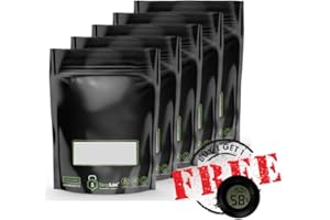 NIPORO 5 Stück für 30g Terploc Grove Bags incl. 1 Hygrometer Einschweiß- und Zipbeutel mit Feuchtigkeitskontrolle Weed Humidor Beutel mit relativer Luftfeuchtigkeit zwischen 58 und 62% (5, 30 Gramm)