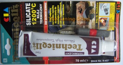 HIGH TEMPERATURE 1200’C ADHESIVE GLUE FOR EXHAUST FIREPLACE OVENS COLLECTORS 70 ml new by Technicqll - 2