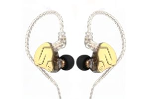 Linsoul KZ ZSN PRO X Podwójny przetwornik 1BA+1DD Hybrydowe metalowe słuchawki douszne HiFi z odłączanym, wpuszczanym kablem 2-pinowym, panel ze stopu cynku(Z mikrofonem, Złoty)