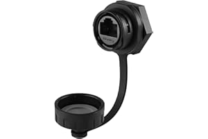 CNLINKO YM-20 zócalo RJ45 de montaje en panel, Conector ethernet CAT6 zócalo RJ45 de un solo orificio, Conector impermeable IP68 M20 (Zócalo RJ45 de un Solo Orificio Negro)