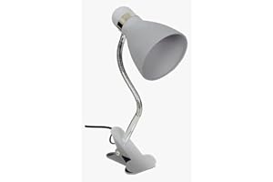 ‎BEL AIR HOME Bel Air Home - Flexo Lampe SICION mit Klemme für Schreibtisch, E27 Fassung, Metall Lampenschirm, klassischer kleiner Stil, 28x27x11cm, 475g (GLÜHBIRNE NICHT INBEGRIFFEN) (Silber)