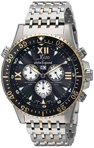 Xezo Men’s Air Commando Swiss-Quartz Chronograph Diver’s Watch D45-BU