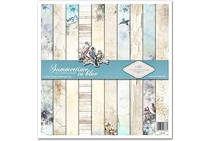 ITD Collection - Emballage Scrapbooking 12 x 12 pouces, Papier Scrapbooking, Papier Décor, Papier Carton - 310 x 320 mm (SLS-006 - Summertime in blue)- HS code 48025890