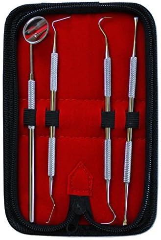 Dental Hygiene Kit, Dental Tools - 4 Piece Dentist Tools - Deep Teeth Cleaning - Dentistry Tools - Plaque Remover, Tooth Scraper, Dental Mirror &amp; Scaler - Dental Kit with case by Kovira
