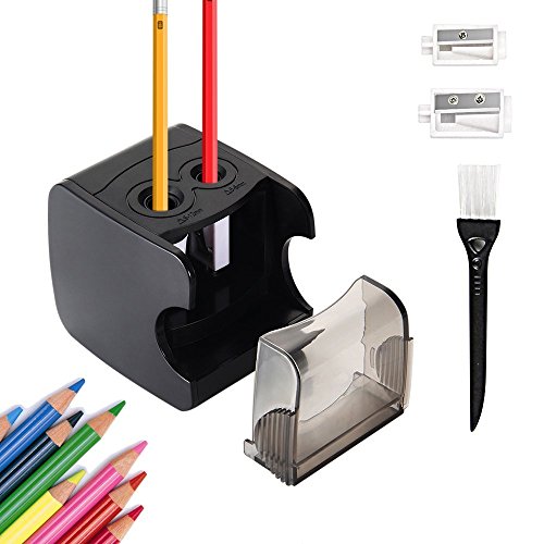 Sacapuntas Electrico,NEGRO,AUTOMÁTICO,USB CABLE RECARGABLE,2 AGUJERO/6-8mm&9-12mm,AA PILA/no incluido, ( hoy os presentaremos los mejores sacapuntas para estudiantes, mantenga a su hijo...