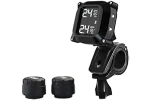 Goodtimera Controleur Pression Pneus, TPMS Moto, Système De Surveillance De La Pression des Pneus avec 2 Capteurs sans Fil, Affichage en Temps Réel 2 Pression Et Température des Pneus