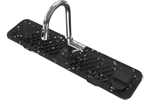 AhhaLife Protector contra Salpicaduras de Silicona con Cepillo Limpio, Alfombrilla Larga y Gruesa para Fregadero, Bandeja de Goteo con Mango de Grifo de Silicona Grande para Cocina,Negro