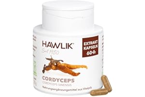 ‎HAWLIK HAWLIK Vitalpilze Cordyceps CS-4 Extrakt Kapseln - 60 Kapseln - Mit Vitamin C - Vegan - Zuckerrohr-Dose
