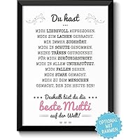 BESTE MAMA – Geschenkidee Weihnachten Bild A4 – optional mit Rahmen – Geschenk für Deine Mutti zum Geburtstag Hochzeitstag Frauentag Muttertag